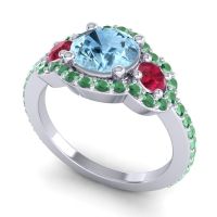 Three Stone Halo Sodarya Ring