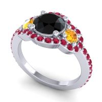Three Stone Halo Sodarya Ring