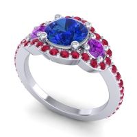 Three Stone Halo Sodarya Ring