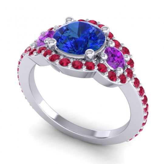 Three Stone Halo Sodarya Ring