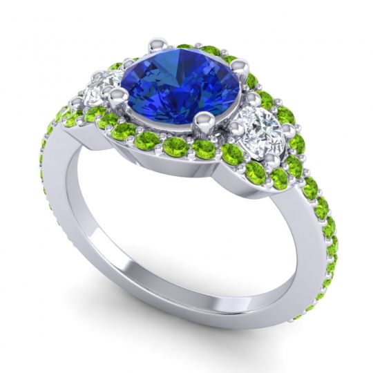 Three Stone Halo Sodarya Ring