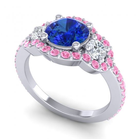 Three Stone Halo Sodarya Ring