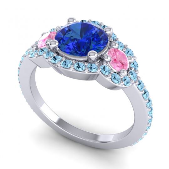 Three Stone Halo Sodarya Ring