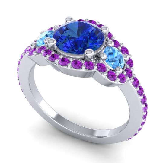 Three Stone Halo Sodarya Ring