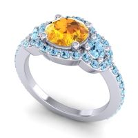 Three Stone Halo Sodarya Ring