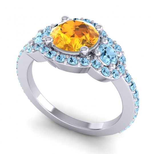 Three Stone Halo Sodarya Ring