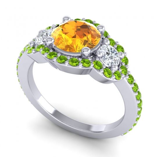 Three Stone Halo Sodarya Ring