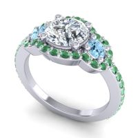 Three Stone Halo Sodarya Ring