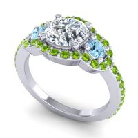 Three Stone Halo Sodarya Ring