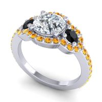 Three Stone Halo Sodarya Ring