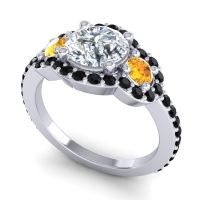 Three Stone Halo Sodarya Ring