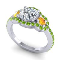 Three Stone Halo Sodarya Ring