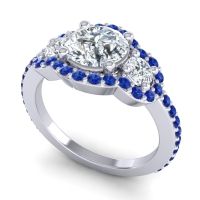 Three Stone Halo Sodarya Ring