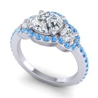 Three Stone Halo Sodarya Ring