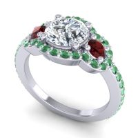 Three Stone Halo Sodarya Ring