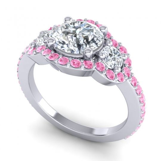 Three Stone Halo Sodarya Ring