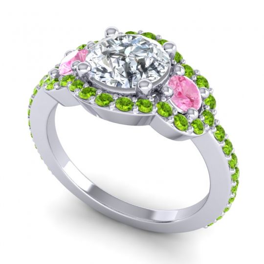 Three Stone Halo Sodarya Ring