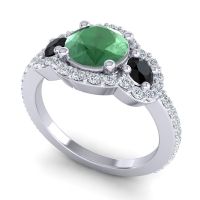 Three Stone Halo Sodarya Ring
