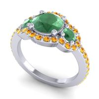 Three Stone Halo Sodarya Ring