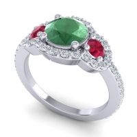 Three Stone Halo Sodarya Ring