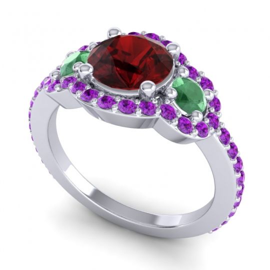 Three Stone Halo Sodarya Ring
