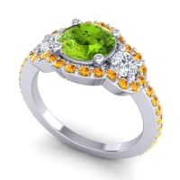 Three Stone Halo Sodarya Ring
