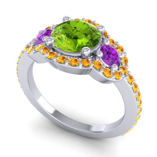 Three Stone Halo Sodarya Ring