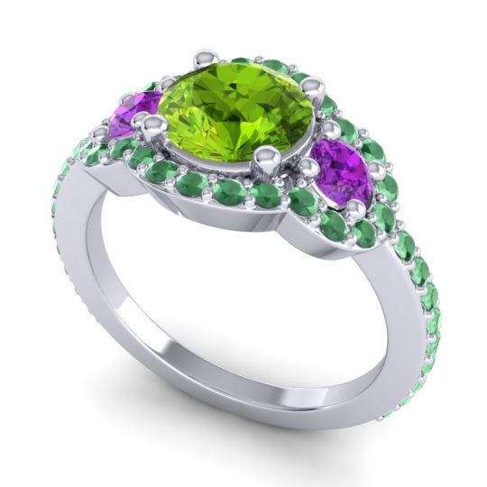 Three Stone Halo Sodarya Ring