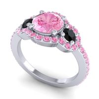 Three Stone Halo Sodarya Ring