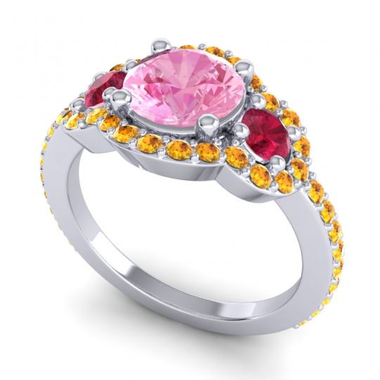 Three Stone Halo Sodarya Ring
