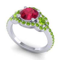Three Stone Halo Sodarya Ring