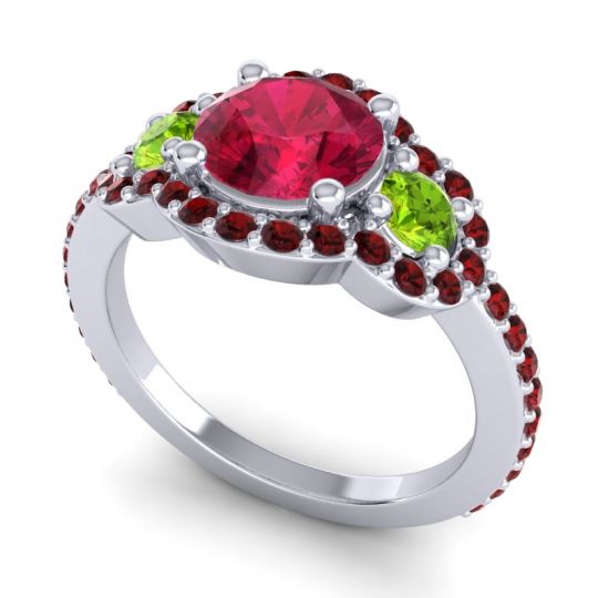 Three Stone Halo Sodarya Ring