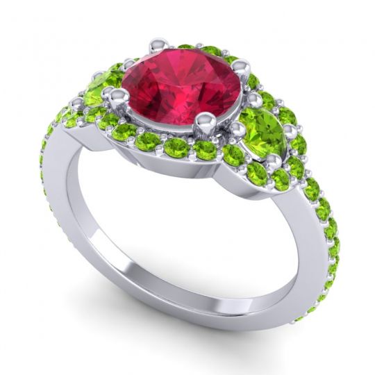 Three Stone Halo Sodarya Ring
