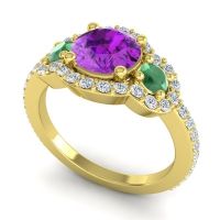 Three Stone Halo Sodarya Ring
