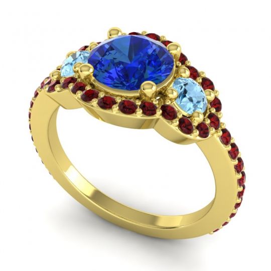 Three Stone Halo Sodarya Ring