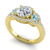 Three Stone Halo Sodarya Ring