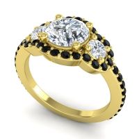 Three Stone Halo Sodarya Ring