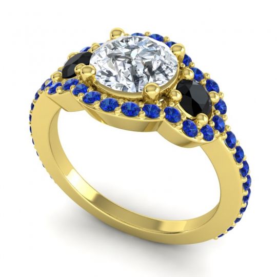 Three Stone Halo Sodarya Ring