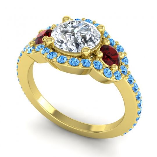 Three Stone Halo Sodarya Ring