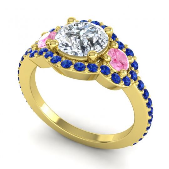 Three Stone Halo Sodarya Ring