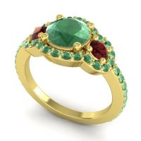 Three Stone Halo Sodarya Ring
