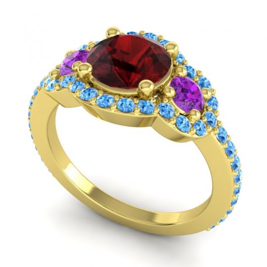 Three Stone Halo Sodarya Ring