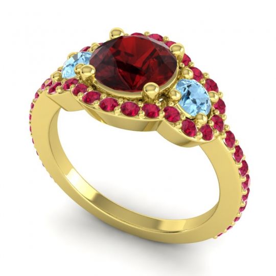 Three Stone Halo Sodarya Ring