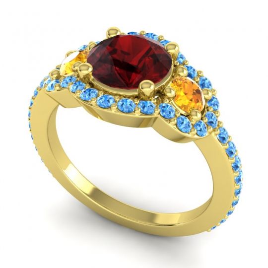 Three Stone Halo Sodarya Ring