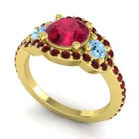 Three Stone Halo Sodarya Ring