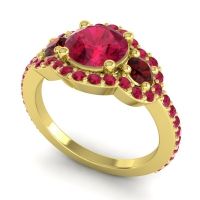 Three Stone Halo Sodarya Ring