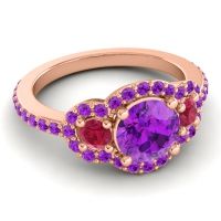 Three Stone Halo Sodarya Ring