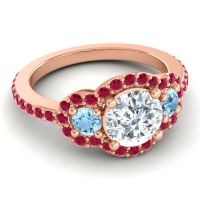 Three Stone Halo Sodarya Ring