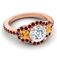 Three Stone Halo Sodarya Ring