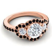 Three Stone Halo Sodarya Ring